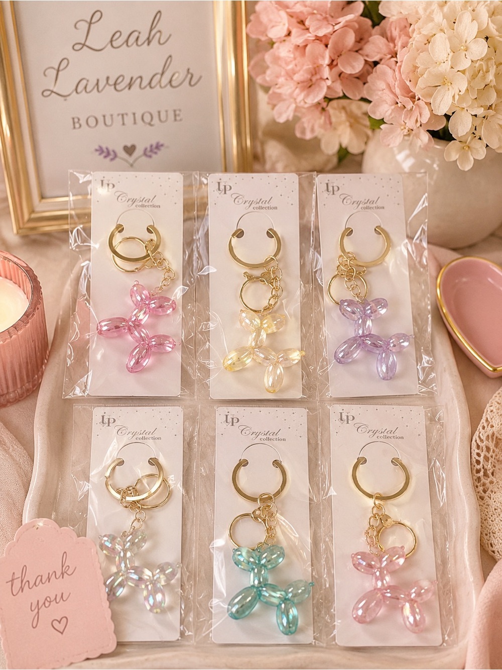 Balloon Dog Keychain-bag charms- Assorted Pastel Colors
